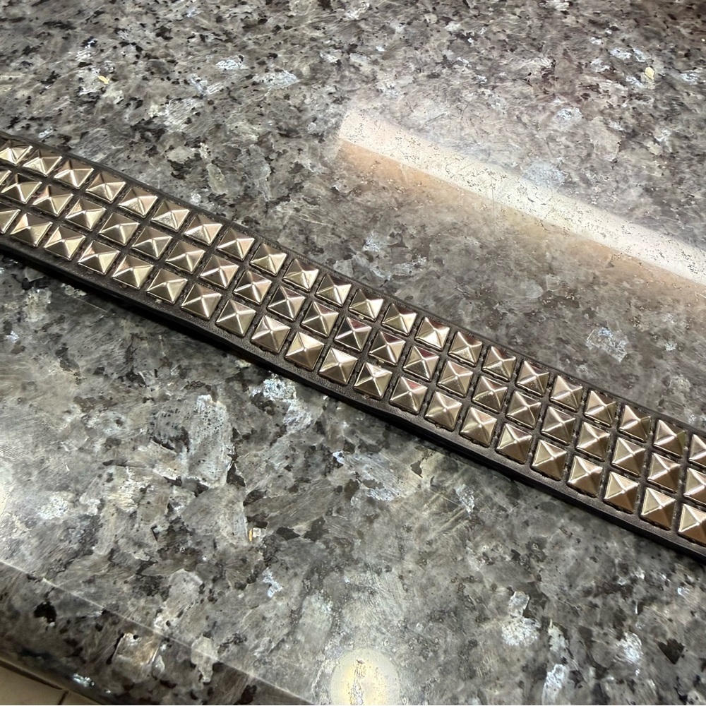 Y2K NWOT Studded Adjustable Black Belt With Silver Studs - Picture 7 of 8